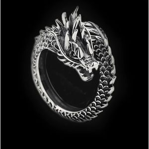 925 STERLING SILVER FILLED GOTH DRAGON WRAP RING